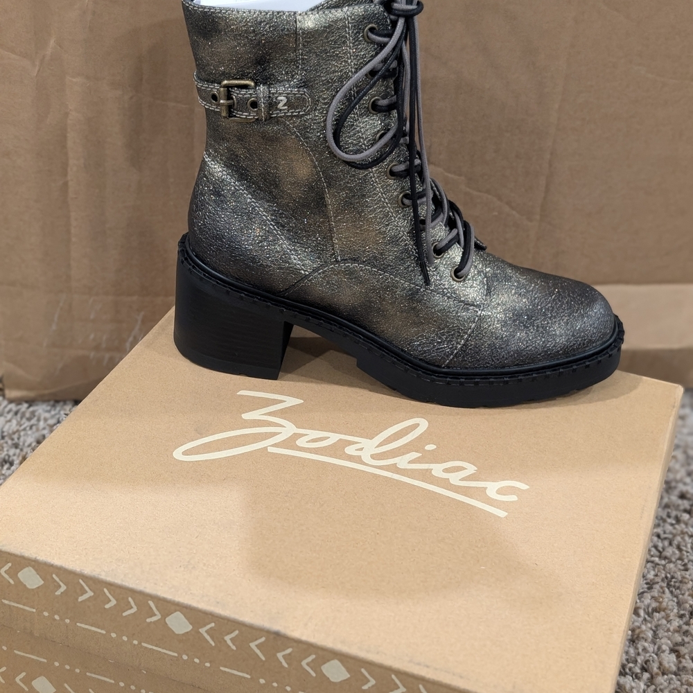 Zodiac Women's Shimmering Black Combat Boots